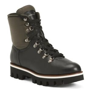 Aquatalia Black and Olive Combat Boots